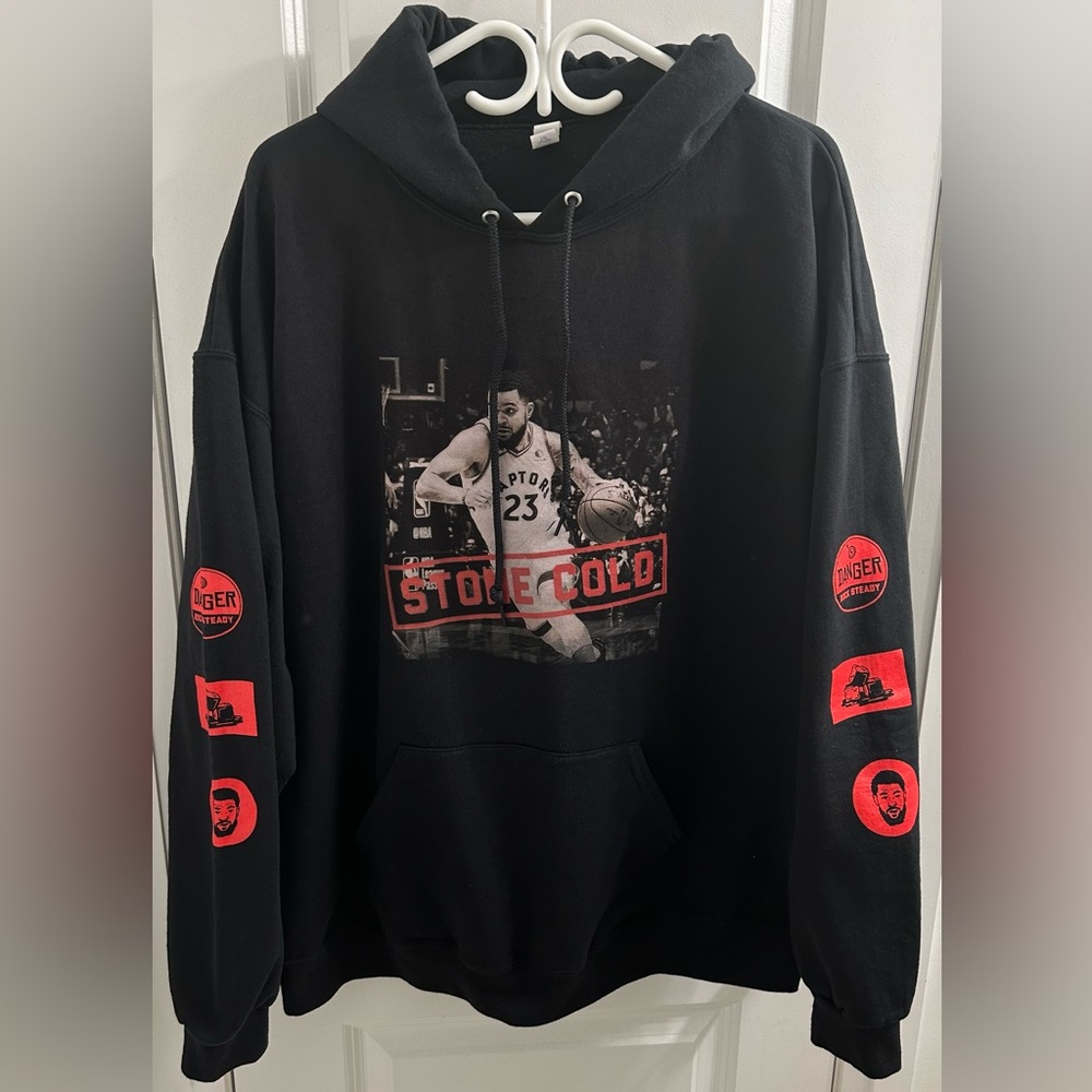 Jerzees Men’s Black Fred Vanvleet Toronto Raptors Stone Cold Custom Hoodie - XXL
